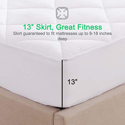 APSMILE King Size Mattress Pad Cover Quilted Fitted 8-18" Deep Pocket ClimaLoft Balance Down Alternative Cooling Mattress Topper - Thumbnail 5