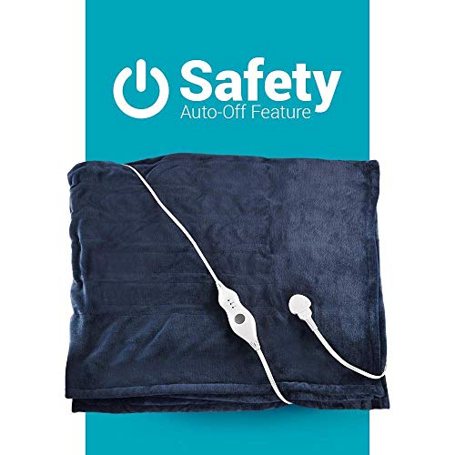 Electric Heated Throw Blanket Fleece with Controller, 4 Hours Auto Shut-Off, Fast Warming, Full-body Comfort, Luxuriously Soft, Machine Washable, 50" x 60", Micromink for Cozy Couch or Bed