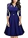 MISSMAY Women's Vintage 1950s Style 3/4 Sleeve Black Lace Flare A-line Dress