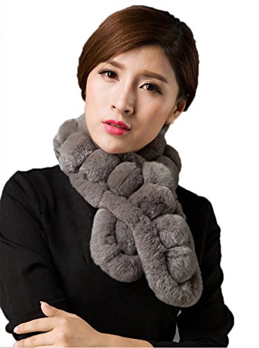 MEEFUR Women's Real Rex Rabbit Fur Winter Solid Scarves