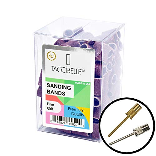 TachiBelle PREMIUM Made In USA Quality Professional Nail Sanding Bands Fine Grit File + Free 2 Mandrel