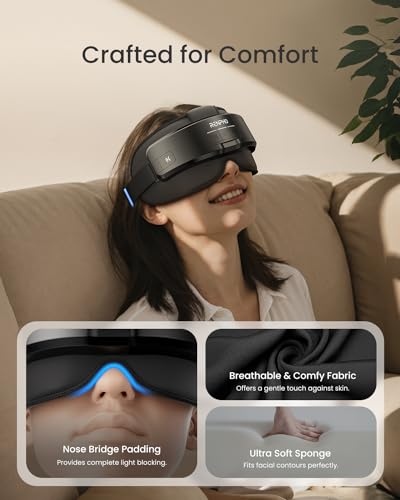 Renpho Eye Massager with Heat and Compression, Electric Heated Eye Mask for Relieving Eye Strain, Dry Eyes & Dark Circles, 5 Modes with Bluetooth Music, Sleep Aid Gifts for Women, Men, Office Workers