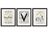 Designer Vintage Luggage Wall Art Prints - Set of Three (8x10) Unframed Photos - Makes a Great Gift for Fashion Lovers and Home Decor