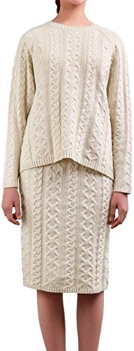 DELUXSEY Cable Knit Sweater &amp; Midi Skirt - Winter Sweaters for Women (BEIGE, S)