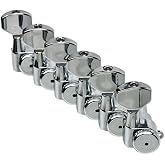 Hipshot CHROME 6-InLine Grip-Lock Non-Staggered Vintage Post Guitar Tuners w/UMP