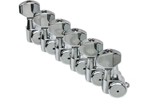 Hipshot CHROME 6-InLine Grip-Lock Non-Staggered Vintage Post Guitar Tuners w/UMP