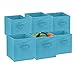 Foldable Cube Storage Bins - 6 Pack - These Decorative Fabric Storage Cubes are Collapsible and Great Organizer for Shelf, Closet or Underbed. Convenient for Clothes or Kids Toy Storage (Light Blue)
