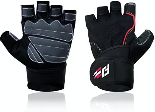Fit jab Weightlifting Gloves With Wrist Wraps For Powerlifting, Weight Training, CrossFit ,Anti-Slip Corrugated Technology Premium Quality For Men &amp; Women-1 Year Warranty ( guantes para gym)