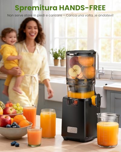 LINKChef Fruit and Vegetable Extractor 250W Slow Juicer Cold Juice Extractor with Wide Mouth 130 mm for Whole Fruits and Vegetables 1.8 L Family Capacity Easy to Clean BPA Free