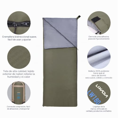 Lixada Sleeping Bag Ultralight Compressible Sleeping Bag Rectangular Sleeping Bag Compact Sleeping Bag Warm 4 Seasons for Outdoors Camping Hiking Trekking Mountaineering