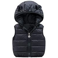 LIUONE Baby Girls Boys Unisex Infant Baby Autumn Winter Lightweight Gilet Sleeveless Cartoon Waistcoat Vest Hoodie (Black 120)