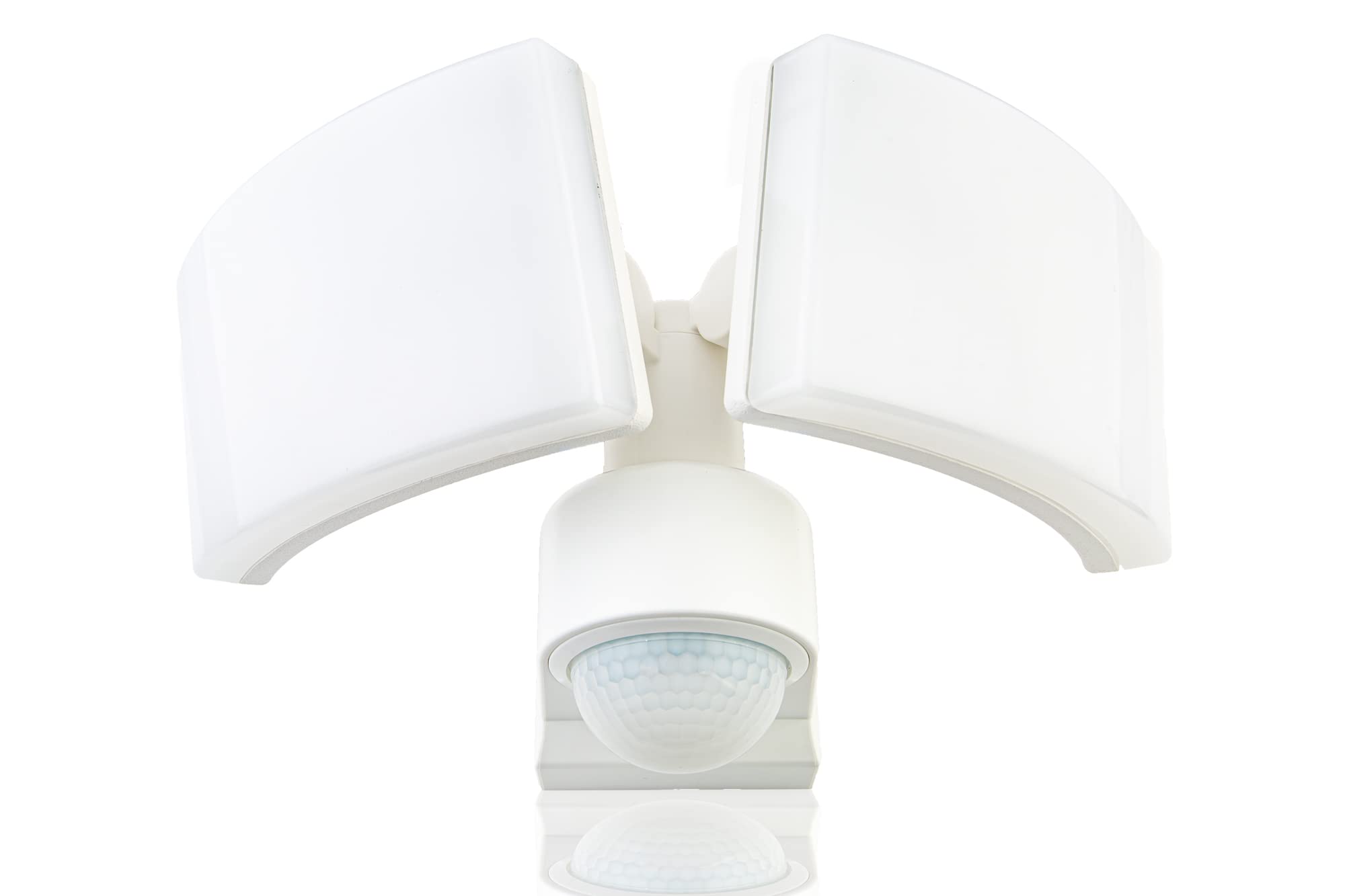 HUBER LED Spotlight with Motion Sensor 360° 2 x 20 W, 4400 lm - 3 Sensors, Matrix Lenses and Area Limiting, Wall and Corner Mounting, IP65, White