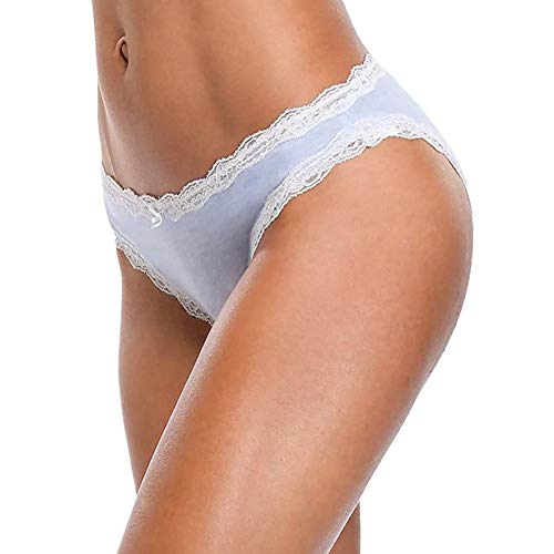 MS.ING 4Pcs Womens Underwear Hipster Panties Soft Cotton Lace Trim Briefs Bikinis (Black Blue Grey, Small)