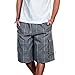 KS Mens Plaid Shorts Checkered Cargo Cotton Loose Fit Pocket S-5XL Solid