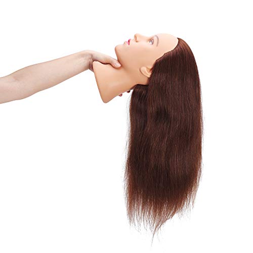 Hairingrid Mannequin Head 24"-26"100% Human Hair Hairdresser Cosmetology Mannequin Manikin Training Head Hair and Free Clamp Holder (R72091LB0418H) - Thumbnail 3