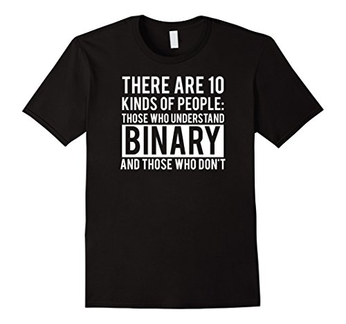 Mens Binary T Shirt Funny computer programmer nerd geek gift tee XL Black