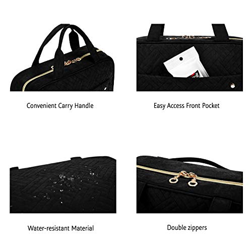 Bagsmart Toiletry Bag, Travel Bag with Hanging Hook, Water-Resistant Makeup Cosmetic Bag, Travel Organiser for Accessories, Shampoo, Full Size Container, Toiletries, L-black