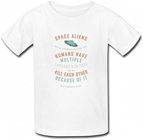 MNXBEST Aliens Language & Culture Tshirt Printed Cotton T-Shirts Tops Logo Boy Girl Tee White