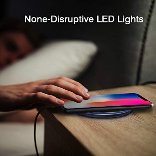 Wireless Charger Fast Charger,FLOUREON Qi-Certified Ultra-Slim Fast Charge Wireless Charger Pad 10W 7.5W 5W Output Compatible with iPhone Xs MAX/XR/XS/X/8/8 Plus Samsung Galaxy Note 9/S9/S8 etc -Black