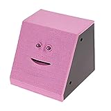 Onerbuy Novelty Face Bank Coin Eating Savings Bank Kids Money Saving Collection Piggy Bank (Pink Brick)
