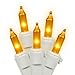 Vickerman 100 Gold Christmas Lights on White Wire