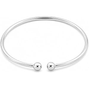 Silver Double Ball Open Cuff Bangle Anklets for Women