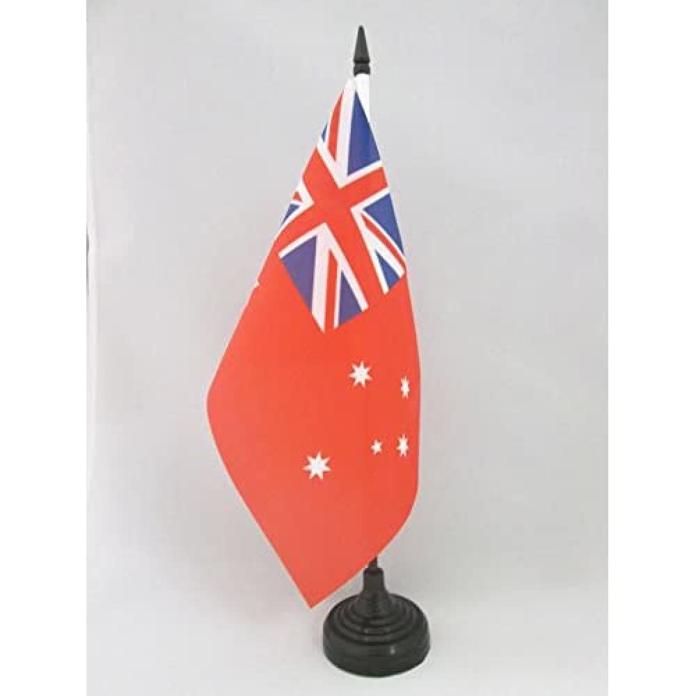 AZ FLAG Australia Red Ensign Table Flag 5'' x 8'' - australian Office Decoration 100% Polyester 21 x 14 cm - Mini Desk Flag with Pole and Black Plastic Base