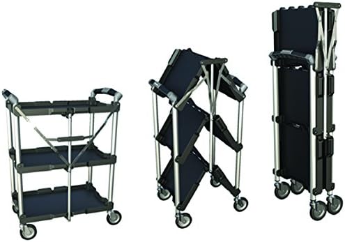 Pack-N-Roll 85-188 Folding Collapsible Service Cart, 65 lb/Level, ABS, Steel, Aluminum, Rubber, Black