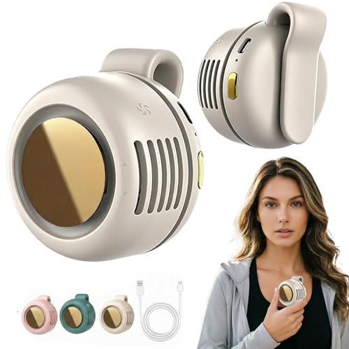 Mini Ventilador Compacto con Clip, ventilador de cintura portátil, Mini ventilador portatil silencioso, Mini 3-Speed Ventilador Recargable, ventilador turbo sin aspas para Hogar, Oficina (Blanco roto)