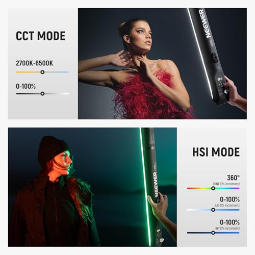 NEEWER Basics 30W Handheld RGB Light Stick 35.5 Inches / 90 cm, Portable Inflatable TPU Lighting 5000 mAh Type C 45 W in/30 W Out, 3000 Lux 17 Effects 2700-6500K CRI95 for Studio Photography Video Recording, GC30C