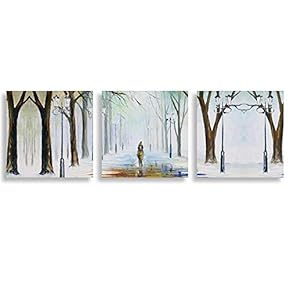 3 Piece Canvas Wall Art for Living Room Bedroom Home Artwork Romantic Autumn Scenery Paintings Ready to Hang - 12"x12"x3 Panels