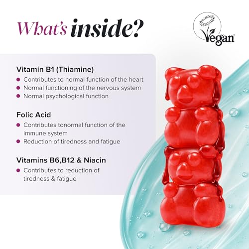 Kids Vitamin B12 Gummies - Vitamin B Complex - with B1, B2, B6, Biotin, Folic Acid - Energy & Metabolism Support - Alternative to Vitamin B12 Tablets - 30 Gummies - Vegan - Novomins