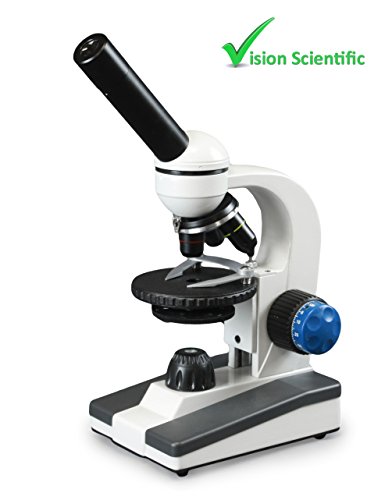 Vision Scientific VME0018-RC Monocular Elementary Level Compound Microscope, 10x WF & 25x WF Eyepiece, 40x-1000x Magnification, Bright Field LED Illumination,Gliding Round Stage, Rechargeable Battery