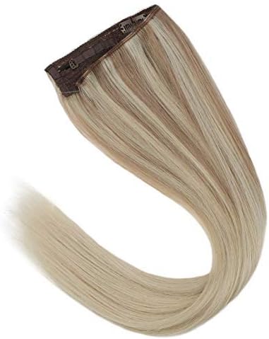 Remy Ombre Halo Extensions Human Hair Balayage 12inch Ash Blonde Fading to Platinum Blonde Invisible Wire Hair Extensions 100% Remy Human Hair 80G/Set