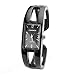 Top Plaza 1pc Black Vintage Enamel Bracelet Watch Bangle Quartz Watch for Women with Rectangle Case 6'' Length