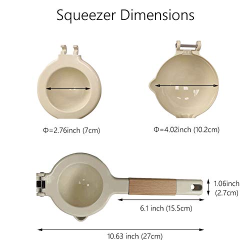 APWONE Lemon Lime Squeezer Citrus Manual Press Juicer, Creative Fresh Orange Grape Juicing Premium Food Grade Metal with Wooden Handle - Beige