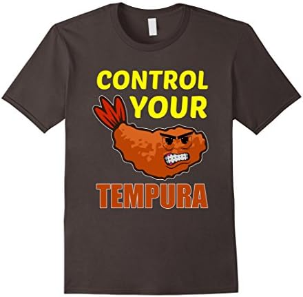 Men's FUNNY CONTROL YOUR TEMPURA T-SHIRT Japanese Sushi Food Gift 2XL Asphalt