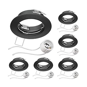 ledscom.de Plafondinbouwraam FERE Inbouwraam mat zwart (LED/Halogeen/GU10/MR16/PAR16/50mm) incl. GU10 fitting, 6 st.