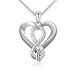 Faith Necklace 925 Sterling Silver Faith Hope Love Infinity Heart Pendant Necklace for Women Girls,18