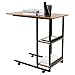 Jerry & Maggie - Movable Desk Office Home Desk Laptop Desk Lapdesk with 4 Wheels Flexible Wooden Stand Desk Cart Tray Side Table for Bed - Black & Natural Wood Tone