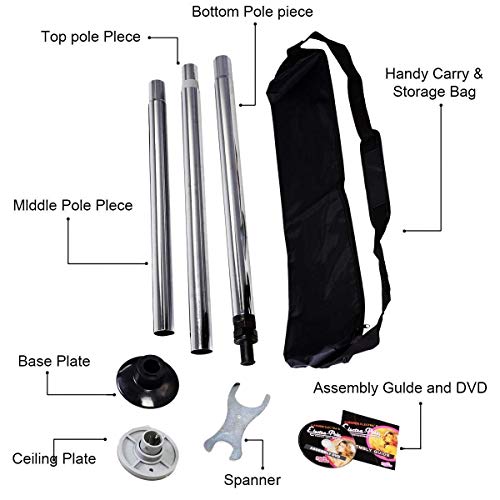 Pole Dancing Kit, Portable Stripper Exercise Fitness Club Dance Pole Full Kit, Purple