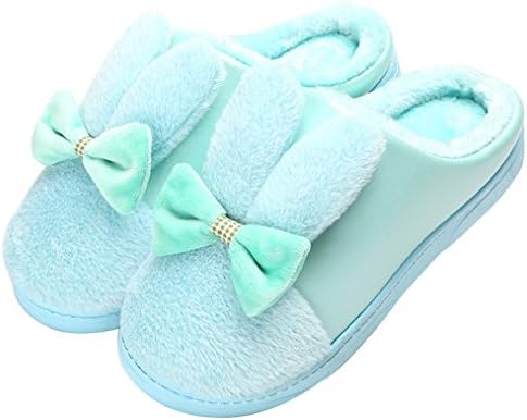 Blubi Women's Warm Bunny Slippers Bunny Shoes (8, Blue)