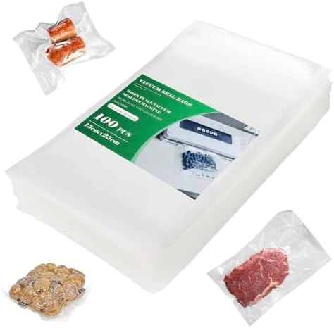 Fousenuk Vacuum Sealer Bags, 100 Bags Vacuum Food Bags, 15 cm x 25