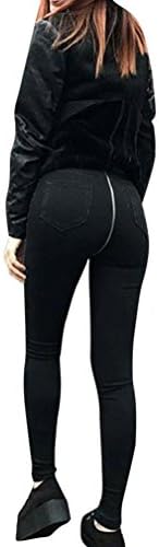 Women Back Zipper Pencil Jeans,Slim Stretch Denim Skinny Jeans Hip Hop Rock Pants High Waist Trousers