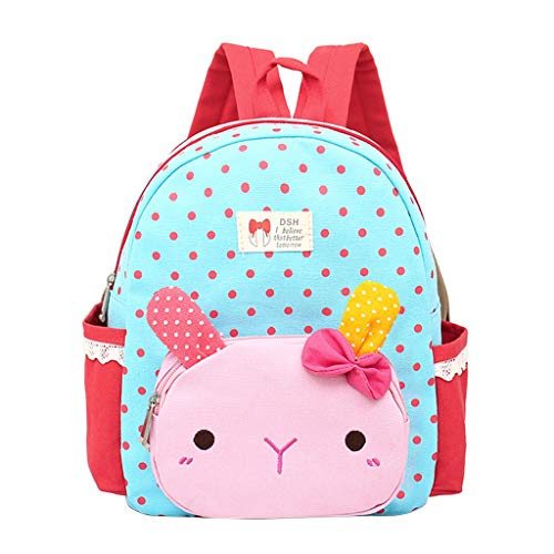 Kids Backpack Toddler Girls School Bag Kindergarten Canvas Rabbit Backpack Preschool Bag(Blue)