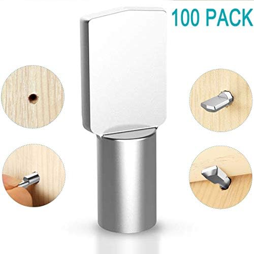 100PCS Shelf Support Pegs,5mm Nickel Plated Flat Spoon Shape Shelf Bracket Pegs Cabinet Furniture Shelf Pins Support for 5 mm Shelf Holes -Silver