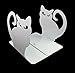 Winterworm Cute Vivid Lovely Persian Cat Nonskid Thickening Iron Metal Bookends Book Organizer for Library School Office Home Study Desk Organizer (White)