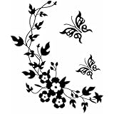 Sticker Mural Déco 'Lena' - Motif Fleurs Et Plantes Grimpantes, Plusieurs Couleurs Au Choix, Facile à Poser