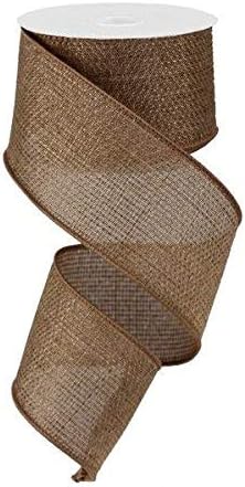 Cross Royal Burlap Wired Edge Ribbon - 2.5 Inches x 10 Yards (Caramel)