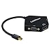 CableDeconn The Cobra Appearance Multi-Function Thunderbolt Mini DisplayPort DP to HDMI VGA DVI Cable Converter Adapter for MacBook Suface Pro Air Black